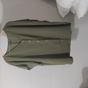 Olive Green Button-Up Women's Shirt